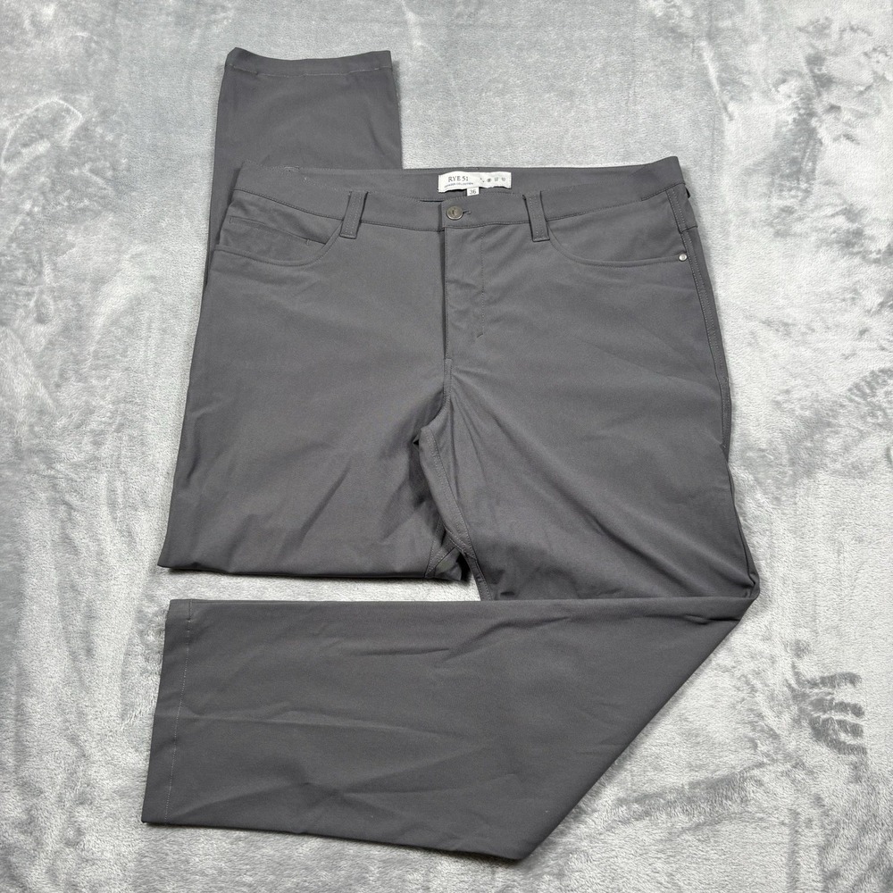 Rye 51 Mens Voyager Pants Straight Leg Fit Light Gray Size 36x30 Golf Preppy